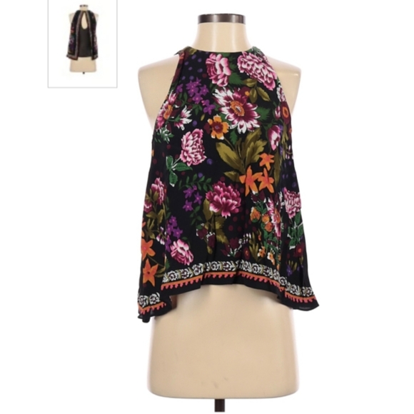 Zara Tops Zara Trafaluc Floral Print Open Mesh Back Poshmark